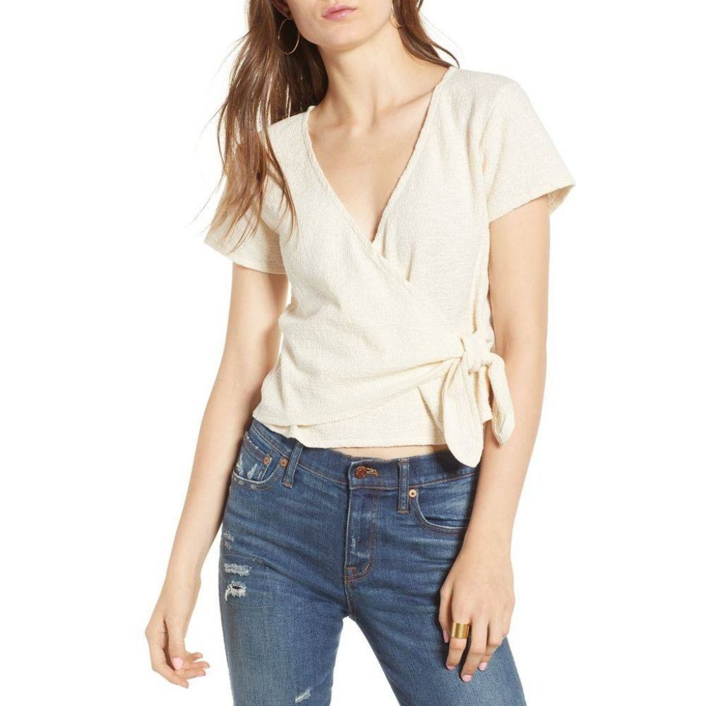 Madewell Wrap-Tie Top in Bleached Linen